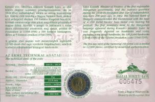 2002. 100Ft Ni-Cu-Zn "Kossuth" elsőnapi veret sorszámozott díszlapon T:1 
Adamo FOEM1