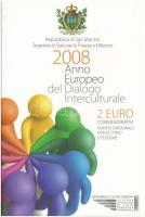 San Marino 2008. 2E Cu-Ni-Sárgaréz "A kultúraközi párbeszéd európai éve" karton dísztokban, műanyag díszlapon T:1 San Marino 2008. 2 Euro Cu-Ni-Brass "European Year of Intercultural Dialogue" in cardboard display case on plastic display sheet C:UNC