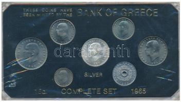 Görögország 1965. 5D-20D (7xklf) forgalmi sor tokban T:1 Greece 1965. 5 Drachmes - 20 Drachmes (7xdiff) coin set in case C:UNC