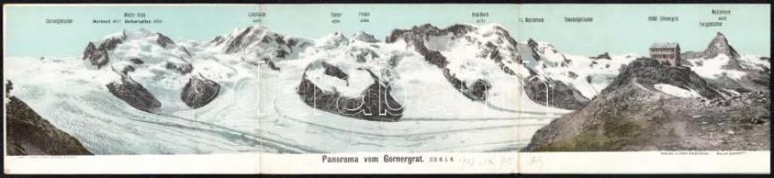 1903 Gornergrat. 3-tiled folding panoramacard