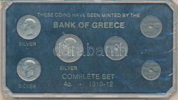 Görögország 1910-1912. 5l-2D (6xklf) forgalmi sor tokban T:2-3  Greece 1910-1912. 5 Lepta - 2 Drachmes (9xdiff) coin set in case C:XF-F