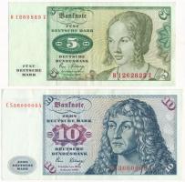 NSZK 1980. 5M + 10M T:III szép papír FRG 1980. 5 Mark + 10 Mark C:F fine paper Krause 30, 31d