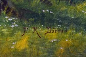 F. R. Dörner: Őzikék. Olaj, vászon. Kissé sérült, dekoratív fa keretben. 60×80 cm