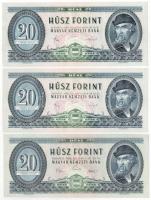 1969. 20Ft + 1980. 20Ft (6x) sorszámkövetők (2+2+2), nyomdai papírráncok T:I,I-,II