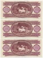 1992. 100Ft (3x) 2db sorszámkövető és 1db egyugrásos, nyomdai festékfoltok T:II