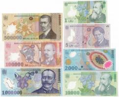 Románia 1999. 2000L + 10.000L + 500.000L + 2001. 100.000L + 2003. 1.000.000L + 2005. 1L + 5L T:I-III Romania 1999. 2000 Lei + 10.000 Lei + 500.000 Lei + 2001. 100.000 Lei + 2003. 1.000.000 Lei + 2005. 1 Lei + 5 Lei C:UNC-F