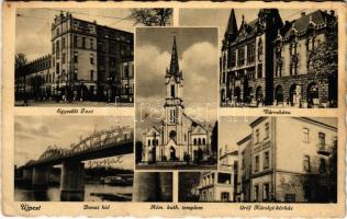 Budapest IV. Újpest, Egyesült Izzó, Római katolikus templom, Dunai híd, Gróf Károlyi kórház, városháza (EK)