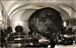 1957 Kismarton, Eisenstadt; Weinkosthalle der Fürstl. Esterhazyschen Weinkellerei / Esterházy borászat borkóstoló terme, belső / winery, wine tasting hall, interior (ragasztónyom / glue marks)