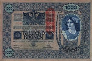 1902. 1000K mindkét oldal német nyelvű, piros "Deutschösterreich" fny-sal T:I