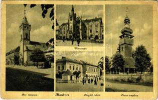 1942 Munkács, Mukacheve, Mukacevo; Református templom, Városháza, Polgári iskola, Orosz templom / Calvinist church, town hall, school, Russian church (EB)