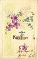 Die besten Wünsche / Art Nouveau, floral Emb. litho greeting card (EK)