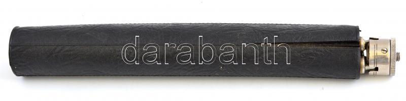 Régi réz fotós állvány, műbőr tokban, kissé viseltes állapotban