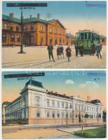 Szabadka, Subotica; Vasútállomás, törvényszék + 1941 Szabadka és Újvidék visszatért So. Stpl / railway station, court - 2 db régi képeslap / 2 postcards