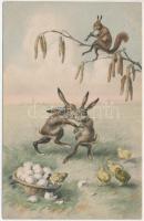 Húsvét, nyulak / Easter greeting, rabbits. M. Munk Vienne Nr. 760. (EK)