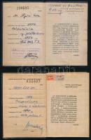 1954-63 2 db szakszervezeti tagsági könyv (igazolvány) ugyanazon személy, Várpalánkán, Kárpátalján született állatorvos részére, sok tagsági bélyeggel