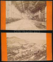 cca 1890 3 db fotó Karlsbad (Karlovy Vary), közte 2 fotóval Sprudel-Kolonnade-ról, fotó kartonon, vágott szélekkel, 9x12 cm és 9x13 cm közötti méretben