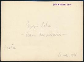 1931 Kinszki Imre (1901-1945) budapesti fotóművész hagyatékából pecséttel jelzett vintage fotó (Gyep...