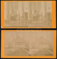 cca 1900 2 db sztereófotó Párizsról, (Le Palais du Trocadéro, Grand Trianon Vestibule du Grand Salon), fotó kartonon, 7,5x15 cm, 7x14,5 cm