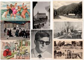 36 db VEGYES képeslap: régi magyar és történelmi magyar városképes lapok, néhány motívumlap és 10 modern magyar színészlap / 36 MIXED postcards: pre-1945 Hungarian and Historical Hungarian town-view postcards, including 10 MODERN motive cards of actors and actresses