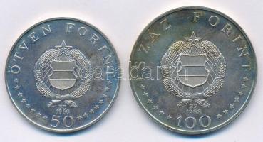 1968. 50Ft Ag + 100Ft Ag "Semmelweis pár" T:1- patina 
Adamo EM27; EM28