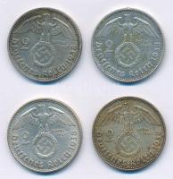 Német Harmadik Birodalom 1938. 2M Ag "Hindenburg" (4xklf, A-B-D-E verdejelek) T:2-3 patina...