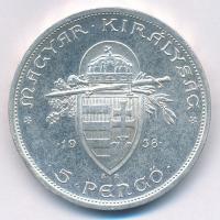 1938. 5P Ag "Szent István" T:2 ph. Adamo P8.1