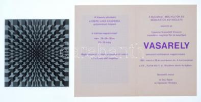 cca 1981 Vasarely egyik műve nyomdatechnikai filmen + hozzáadva egy kiállítási meghívóját, 10,5x11 cm