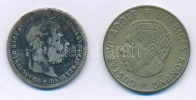 Vegyes:  Ausztria 1903. 1K Ag "Ferenc József" + Svédország 1962. 1Kr Ag "VI. Gusztáv" T:3,2 patina,k. Mix: Austria 1903. 1 Corona Ag "Franz Joseph" + Sweden 1962. 1 Krona Ag "Gustaf VI" C:F,XF patina,scratch