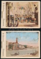 cca 1894 6 db Velencét ábrázoló színezett fotó (Szent Márk-bazilika harangtornya a Szent Márk téren,...