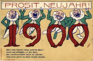 Prosit Neujahr! / New Year greeting art postcard. L. Klement No. 164. litho s: H. Roth