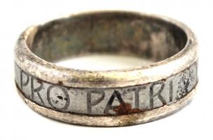 I. világháború Pro Patria 1914 ezüstözött fém gyűrű