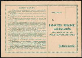 cca 1928-1930 Badacsony Borvidéki Szőlősgazdák Pinceszövetkezetének borárjegyzéke a 1928./1929./1930. évre, megrendelő lappal,a megrendelő lapon Badacsony látképével, 10x15 cm, kinyitva: 21x15 cm