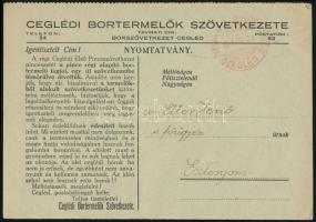 cca 1930-1940 Ceglédi Bortermelők Szövetkezetének árjegyzéke, megrendelő lappal, 15x10 cm, kinyitva: 21x15 cm