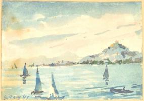 Galbavy jelzéssel: Balaton. Akvarell, papír. Jelzett, üvegezett keretben. 11x15 cm