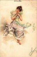 1899 Hiver / Winter / Art Nouveau lady, winter. A. Sockl (Vienne) Serie III. No. 20. litho