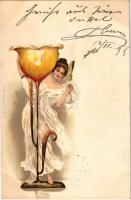 1899 Art Nouveau butterfly lady. A. Sockl (Vienne) Serie VI. No. 29. litho