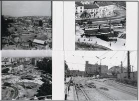 cca 1969 Budapest, villamosok a Moszkva téren, Kotnyek Antal (1921-1990) budapesti fotóriporter hagyatékából 4 db mai nagyítás, 10x15 cm