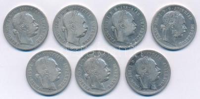 Ausztria 1879-1892. 1Fl Ag "Ferenc József" (7xklf) T:2-,3 Austria 1879-1892. 1 Florin Ag "Franz Joseph" (7xdiff) C:VF,F Krause KM#2222