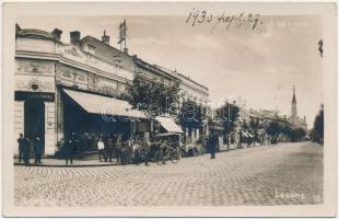 1930 Losonc, Lucenec; utca, Szüsz Kávéház, Gaspar Gansel üzlete / street, cafe, shops. photo