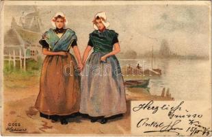 1899 Goes (Zeeland) / Dutch folklore lady art postcard. litho s: Hassiers (EK)