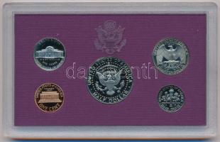 Amerikai Egyesült Államok 1989S 1c-1/2$ (5xklf) forgalmi sor dísztokban, tanúsítvánnyal T:PP 
USA 1...