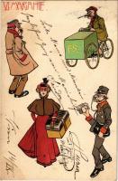 1899 Wiener Typen. VI. Mariahilf. / Viennese Types. Austrian folklore art postcard litho (fl)