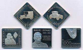 2005. 500Ft Cu-Ni "Postaautó" + 2006. 1000Ft Cu-Ni "Ford T-Modell" + 2008. 1000Ft Cu-Ni "Puskás Tivadar, Telefonhírmondó" + 2009. 1000Ft Cu-Ni "Bánki Donát, vízturbina" + 2010. 1000Ft Cu-Ni "Bíró László, golyóstoll" T:PP patina