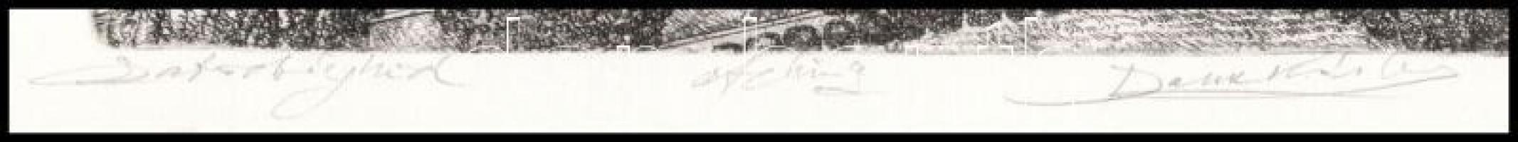 Kádas István (1941-): Szabadsághíd. Rézkarc, papír, jelzett. 14,5×20,5 cm