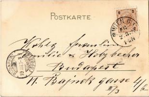 1899 Hungarian art postcard, lady riding with K.u.K. military officer. Kunstanstalt Kosmos litho s: ...