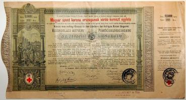 1882. "Vörös-kereszt Egylet" kisorsolási kötvénye 5Ft-ról