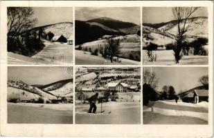 1943 Volóc, Volovec, Volovets; téli sport, síelés, utcák télen / winter sport, ski, street view in winter (fa)