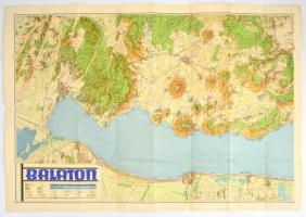 1939 Balaton térkép, nyugati rész, Bp., M. Kir. Állami Térképészet, a hajtások mentén kis szakadásokkal, 63x91 cm