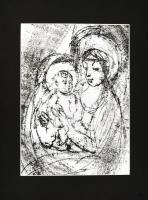 Balla Olga (1948-): Mária a kisdeddel. Monotípia, papír, a hátoldalán pecséttel jelzett és feliratozott, paszpartuban, 29×20,5 cm