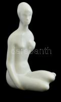 Art deco akt figura. Fehér mázas, piros pecsétes jelzéssel,  hibátlan. 19 cm